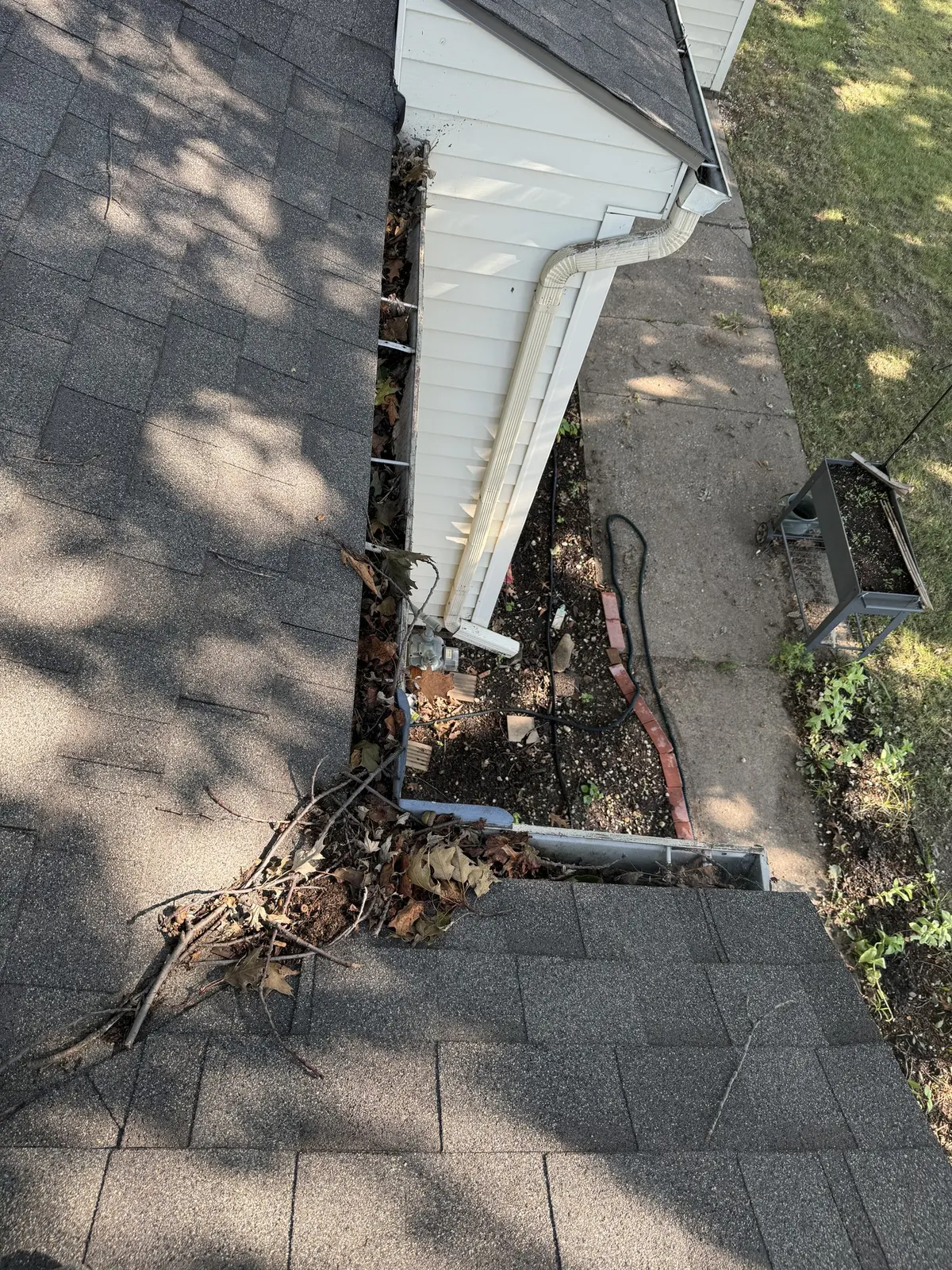 Residential gutter cleaning before cleaning